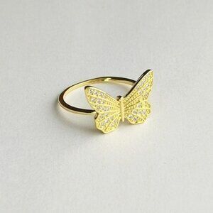 14k gold CZ Butterfly  Ring  size 7